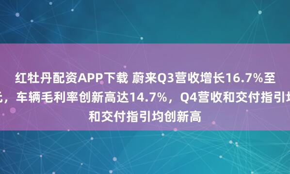 红牡丹配资APP下载 蔚来Q3营收增长16.7%至218亿元，车辆毛利率创新高达14.7%，Q4营收和交付指引均创新高